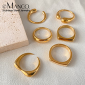 eManco欧美ins网红新款 小众设计百搭开口戒指直销 不锈钢戒指时尚
