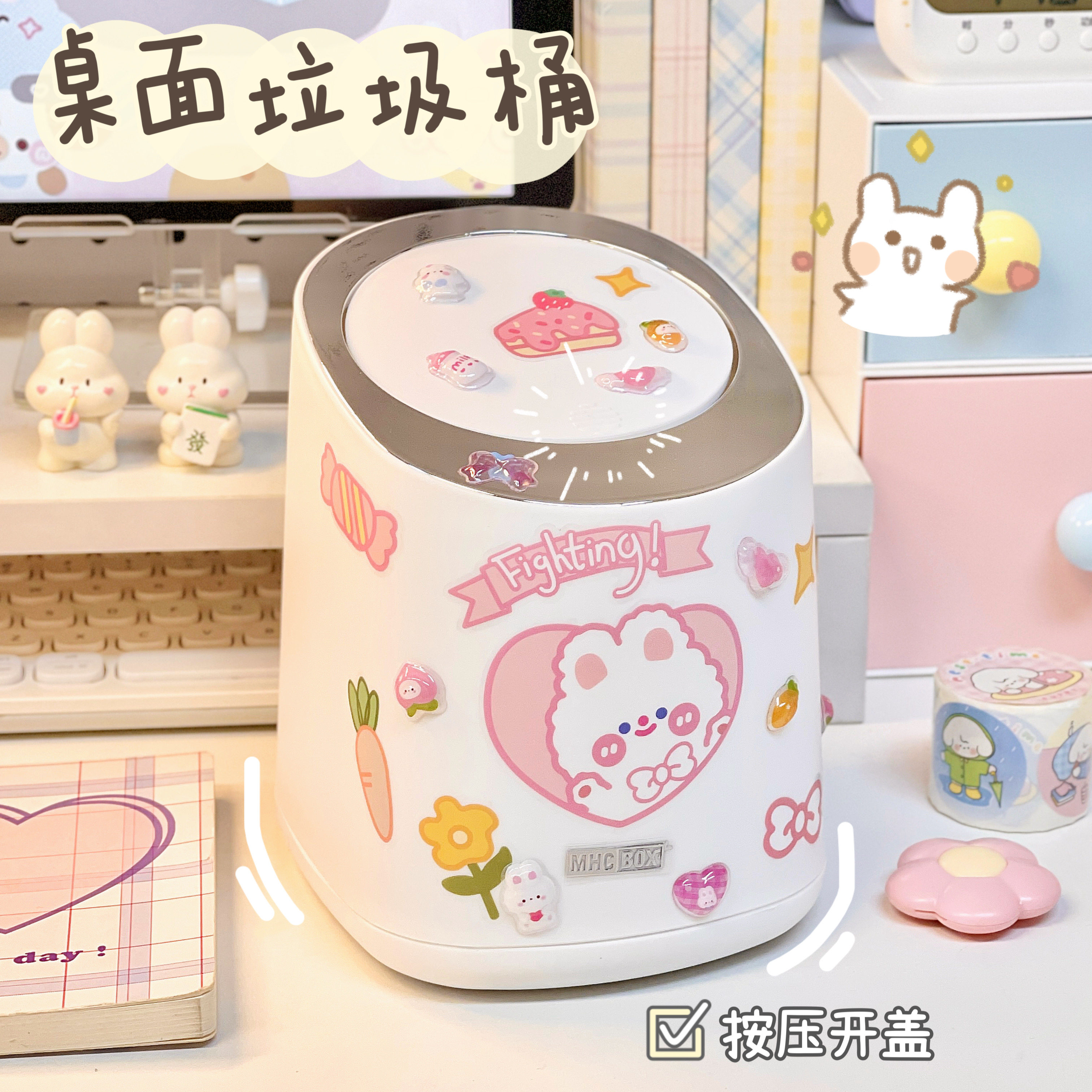 可爱桌面垃圾桶简约卡通小型废纸篓收纳桶梳妆台车载餐桌卫生桶女图片
