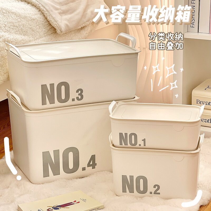 双提手带盖数字收纳箱图片