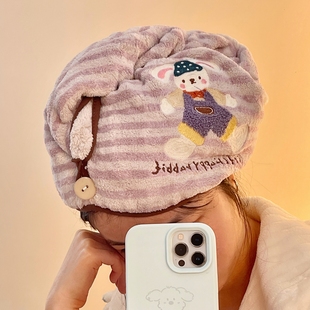 ins风可爱卡通干发帽速干吸水擦头发女士长发洗头毛巾包头巾浴室