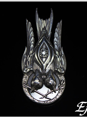 手工锻造 双头燕  S925纯银吊坠