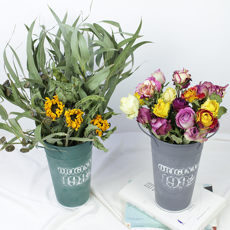 干花套餐云南干花束网红ins家居办公桌餐厅装饰摆设干花含铁桶