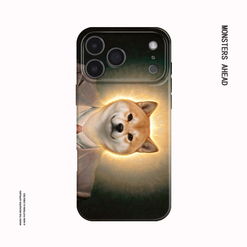复古油画圣光小柴犬适用苹果18 17 16 13手机壳华为mate80 70 60 50创意Magic8nova15 14 K90 vivox300一加11