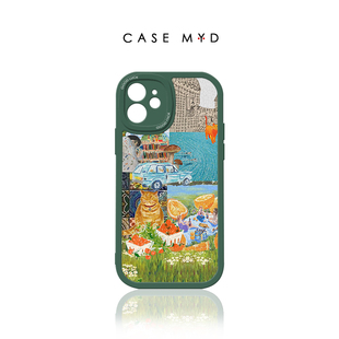 夏日猫咪清凉旅行适用苹果16 15 13 12 11手机壳小米14华为mate60 nova12 p70荣耀200防摔vivox90 K80 reno13