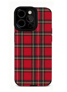 复古风红色格子纹理适用苹果17 16 15 14 13 12 11手机壳xs华为mate70 60 50 40 30创意p80全包nova14荣耀400