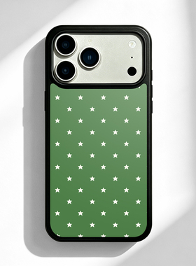 森系绿色白星星适用苹果17 16 13 12 11手机壳华为mate80 70 60 40 30创意p80全包nova14荣耀500一加15防摔软