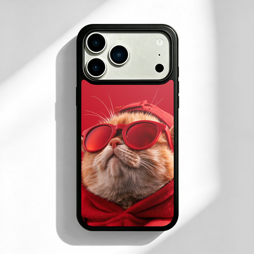 红色墨镜酷帅橘猫适用苹果18 17 16 13 12 11手机壳华为mate80 70 60 40 30创意p90 80 nova14小米一加15防摔