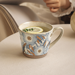 悠瓷 复古咖啡杯高级感马克杯粗陶拿铁拉花杯子创意办公室水杯女