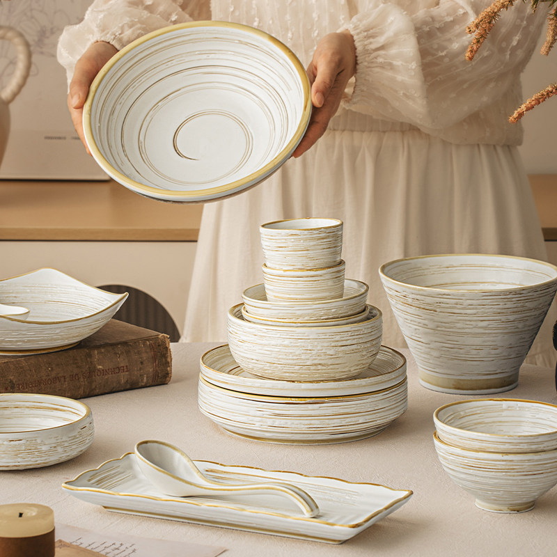 悠瓷 旧时光复古碗碟餐盘家用陶瓷碗盘子饭碗汤面碗高档餐厅餐具,餐饮具,碗,淘宝优惠券,粉丝福利购,淘宝优惠卷