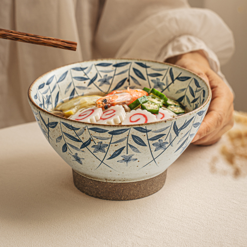 悠瓷6.5英寸高脚碗复古桔梗花