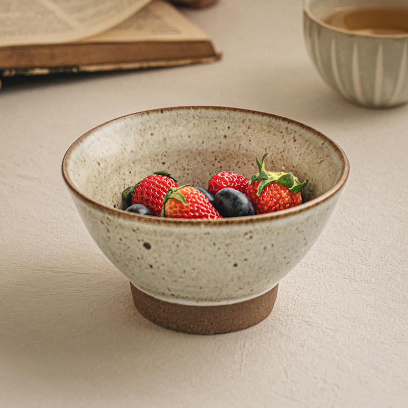 悠瓷特色怀旧手工粗陶斗笠碗