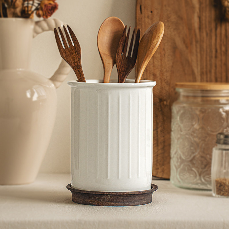 悠瓷简约浮雕筷子筒厨房筷子勺子收纳盒沥水陶瓷筷子笼个性收纳罐,餐饮具,餐具笼/架,淘宝优惠券,粉丝福利购,淘宝优惠卷