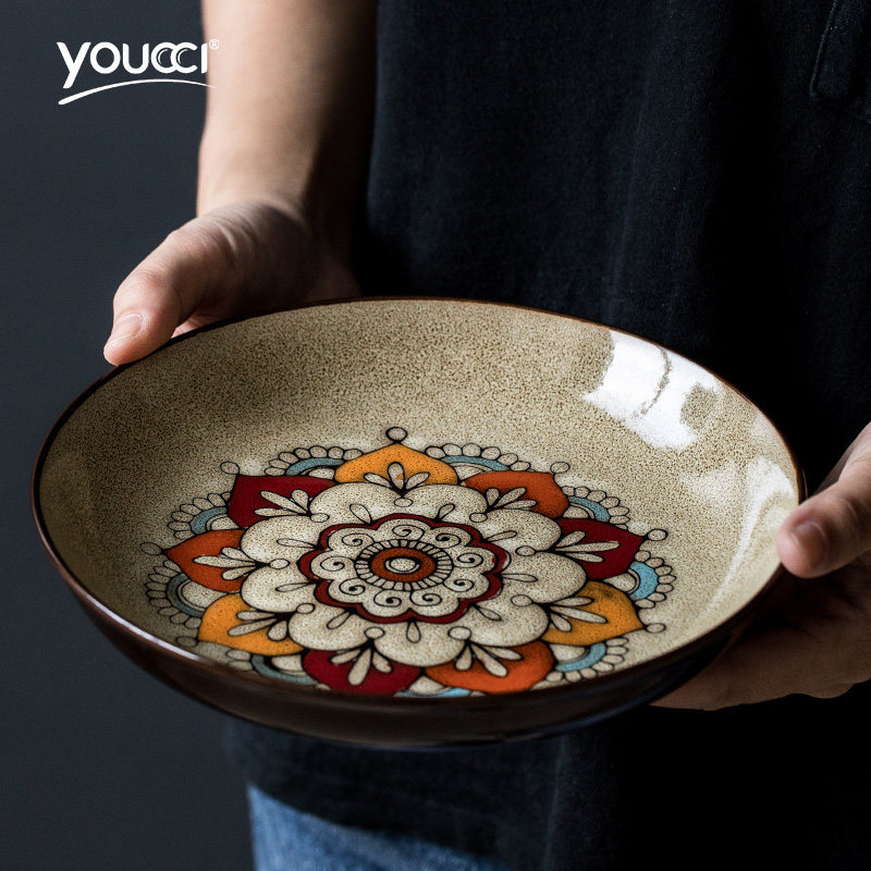 Chinese style tableware round ceramic plate