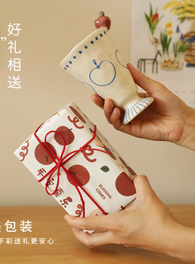 苹果杯子伴手礼日式手作手握杯陶瓷咖啡杯高档精致礼盒装生日礼物