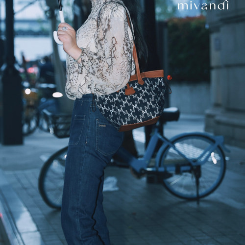 MIVANDI双生系列提花牛仔锦囊包