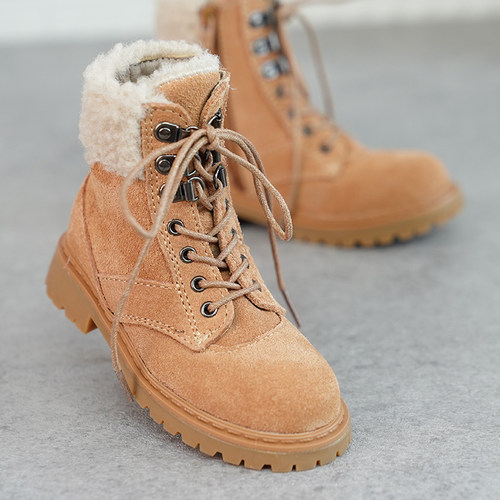 BJD娃鞋 ID75叔高密反绒牛皮+羊羔毛靴子马丁靴 现货