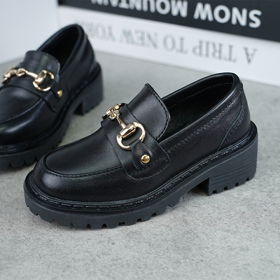 BJD娃鞋 ID75叔黑色头层牛皮真皮乐福鞋 现货