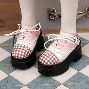 BJD四分休闲娃鞋熊妹厚底格子粉色拼色休闲鞋MSD 兔豆豆娃鞋 现货