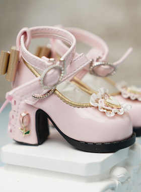 BJD  黑色四分娃鞋 熊妹mdd 兔豆豆 MSD鞋子粗跟高跟鞋 现货