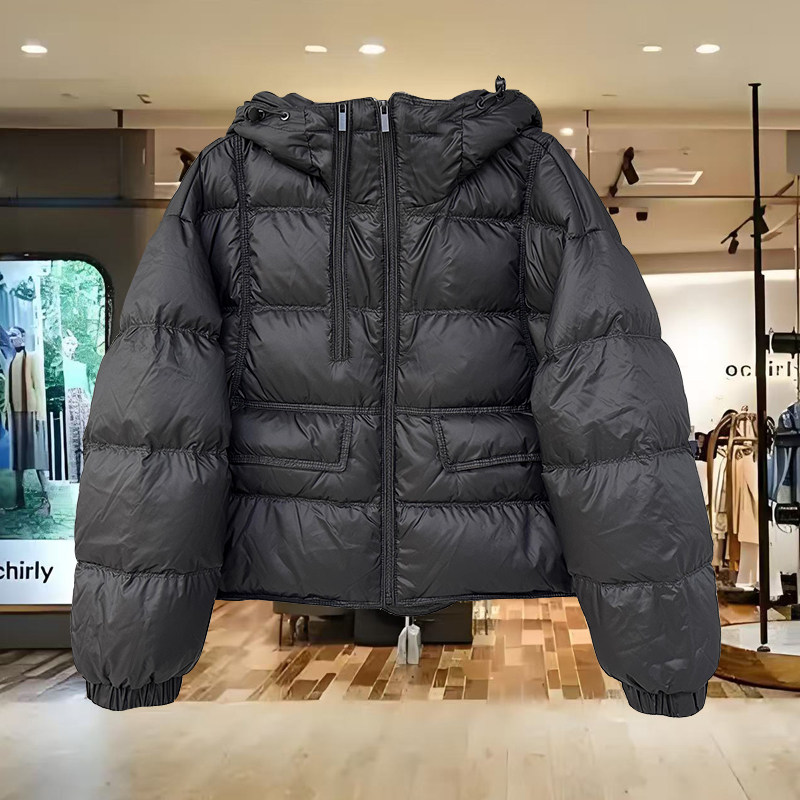 欧货2025冬季新款时尚休闲90白鸭绒连帽羽绒服外套女