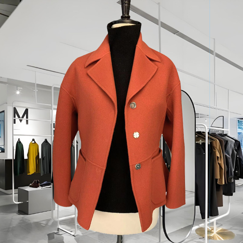 南油高端欧货波尔多红色收腰短款不规则高级感洋气节日春节女装