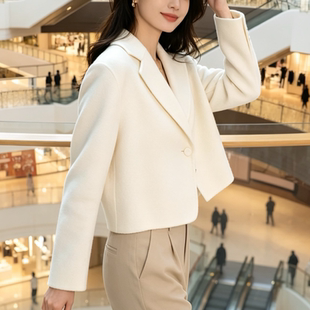 2026新款女装时尚翻领长袖双面羊绒大衣女宽松显瘦百搭外套女专柜