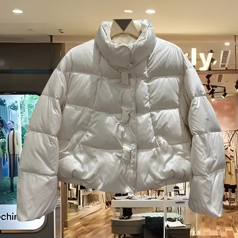 南油高端欧货羽绒 女装2025冬季连帽羽绒服白鸭绒面包服外套