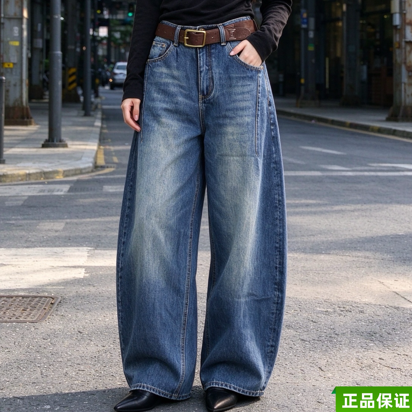 欧洲站新款2026新款时尚洋气百搭显瘦牛仔裤女宽松休闲阔腿裤潮