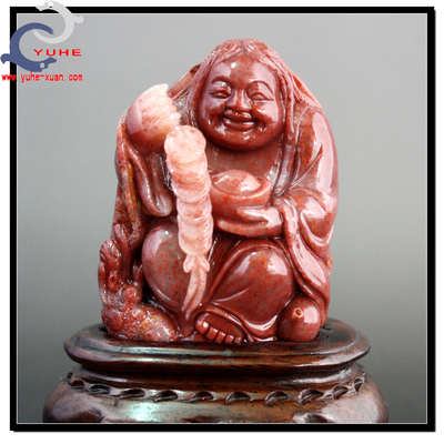 寿山石摆件 真品 高山水洞　刘海戏金蟾 精品摆件【裕和轩】B7-6