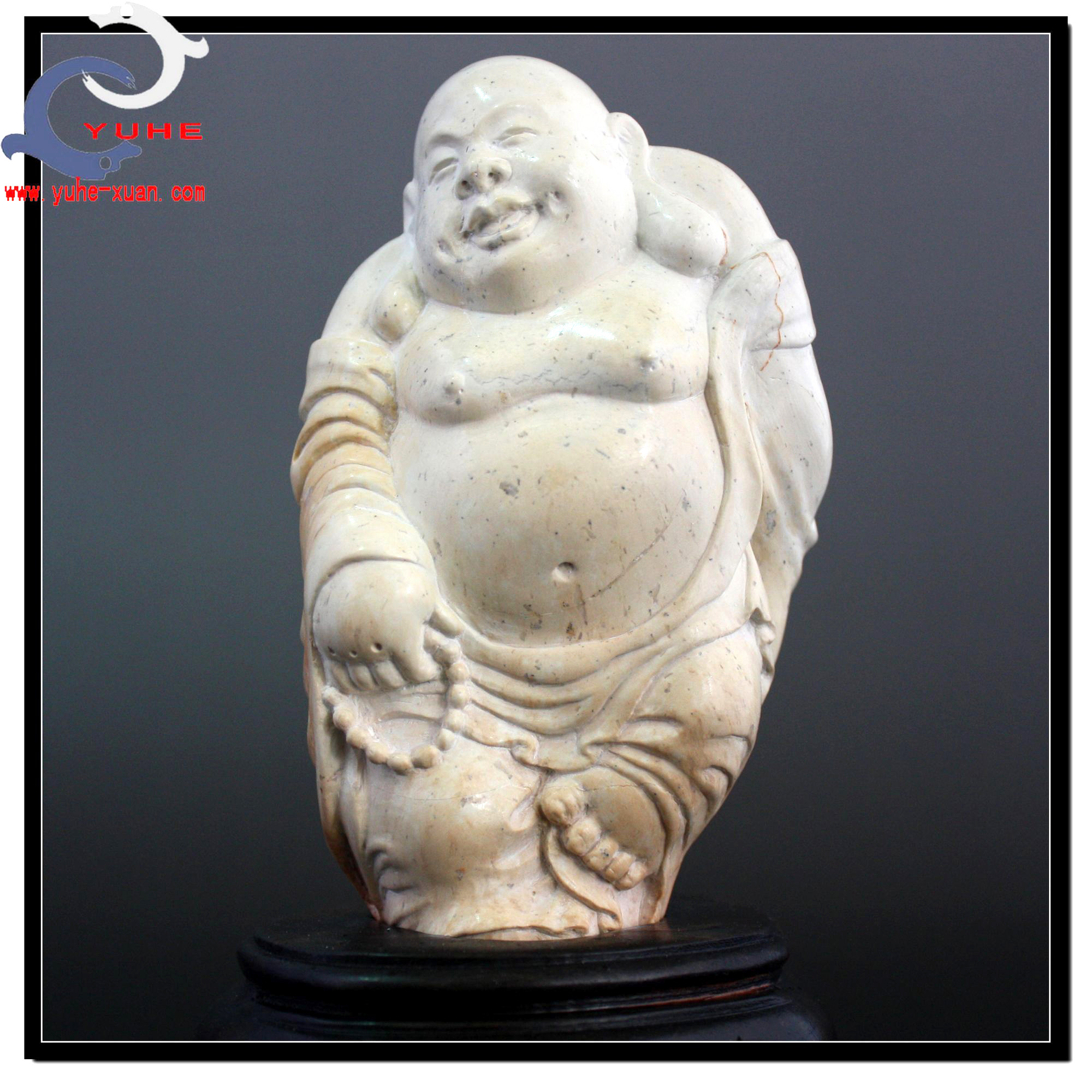 寿山石摆件国石真品 虎皮花坑石 福在眼前弥勒摆件【裕和轩】b7-3