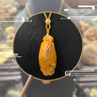 寿山石蝙蝠挂件国石真品牛蛋田黄石福在眼前佛手吊坠礼品裕和轩