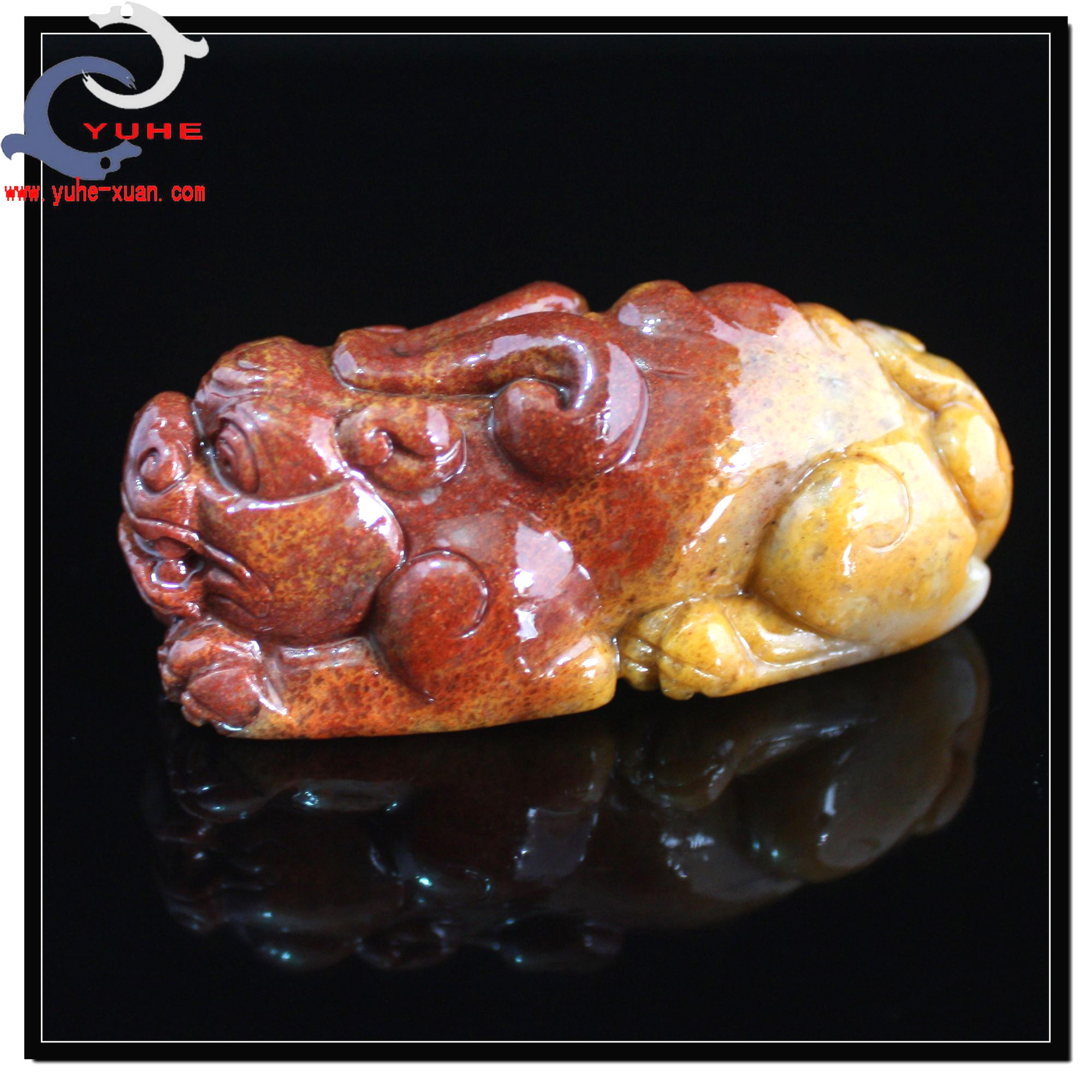 寿山石手件 国石珍品 鲎箕石 鸿运当头貔貅手把件【裕和轩】C7-8