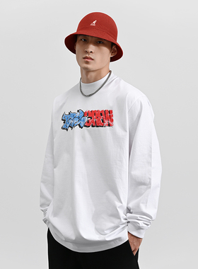 BBK 重磅270g 小领口长袖T恤宽松bboy街舞嘻哈hiphop打底涂鸦说唱