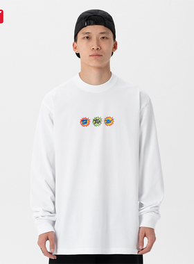 BBK 270gBBOY宽松T恤街舞滑板 重磅小领口长袖HIPHOP潮流运动涂鸦