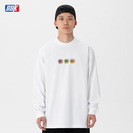 BBK 270gBBOY宽松T恤街舞滑板 重磅小领口长袖HIPHOP潮流运动涂鸦