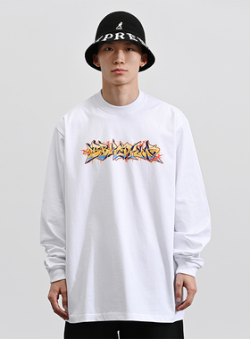 BBK 重磅270g T恤宽松bboy街舞嘻哈hiphop打底小领口长袖说唱涂鸦