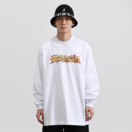 BBK 重磅270g T恤宽松bboy街舞嘻哈hiphop打底小领口长袖说唱涂鸦