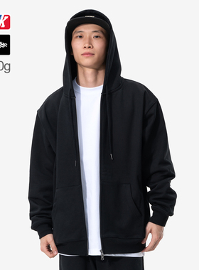 BBK 480g重磅纯色外套 纯棉保暖开衫连帽卫衣净色基础款拉链外套