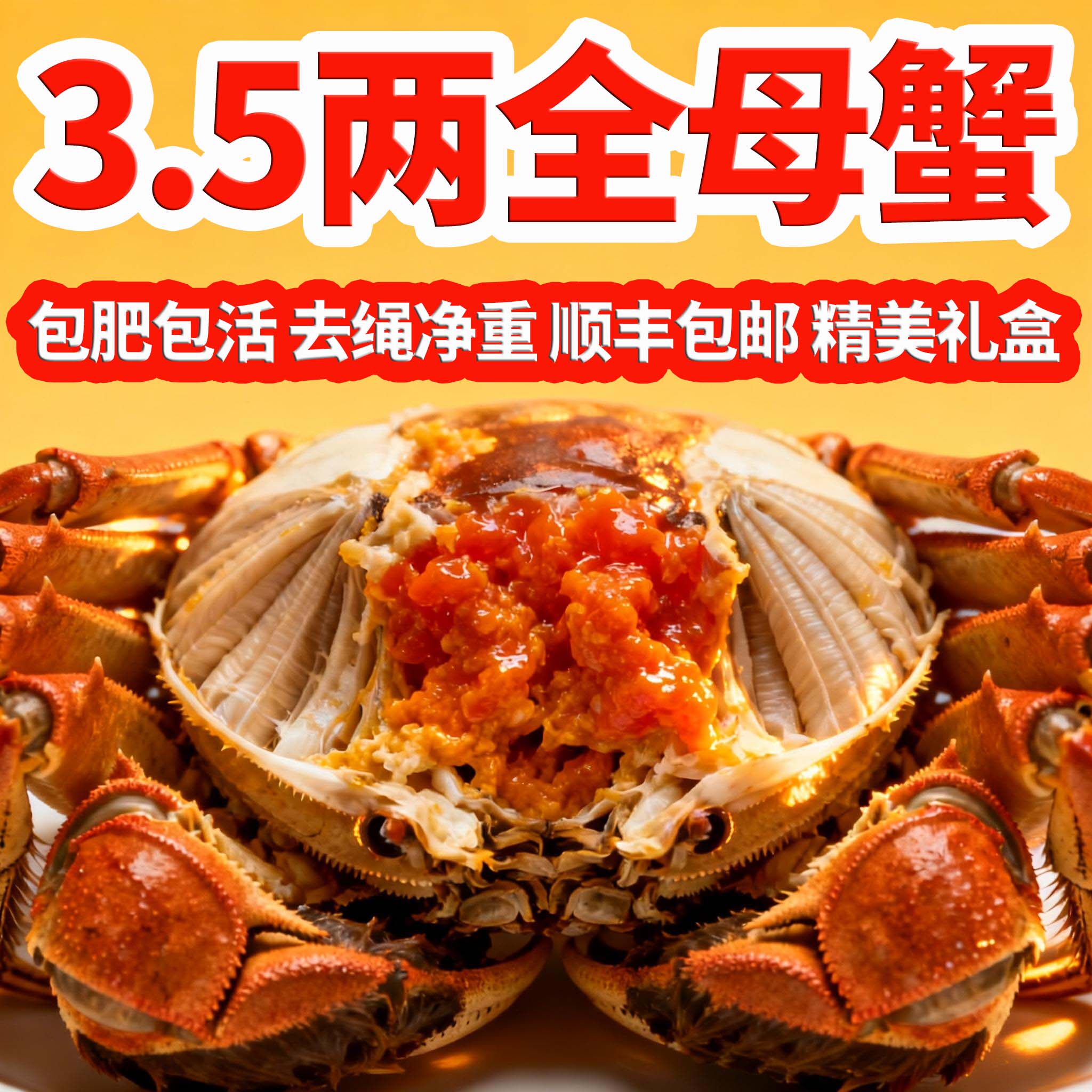 【春节不打烊】活蟹3.5两全母洪泽湖大闸蟹鲜活江苏螃蟹10只礼盒