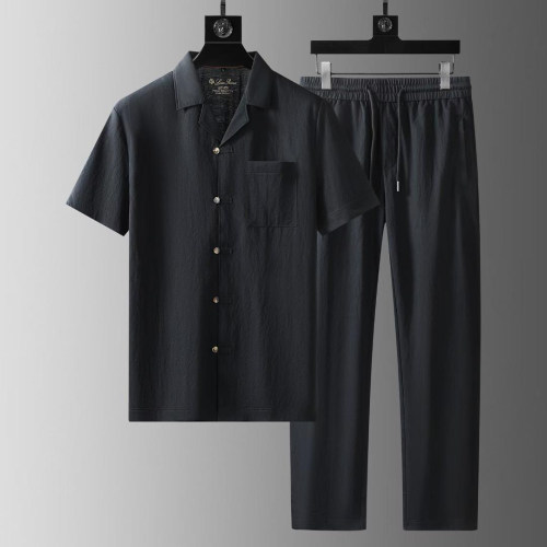 高端时尚棉麻短袖西装休闲套装男