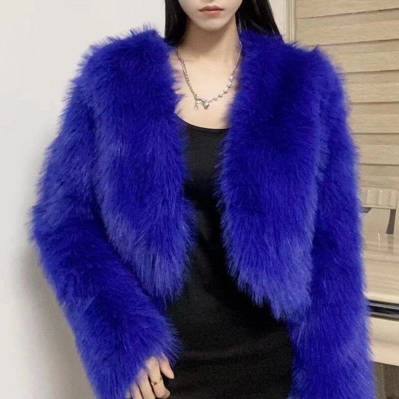 秋冬新款仿皮草环保毛外套女短款皮草