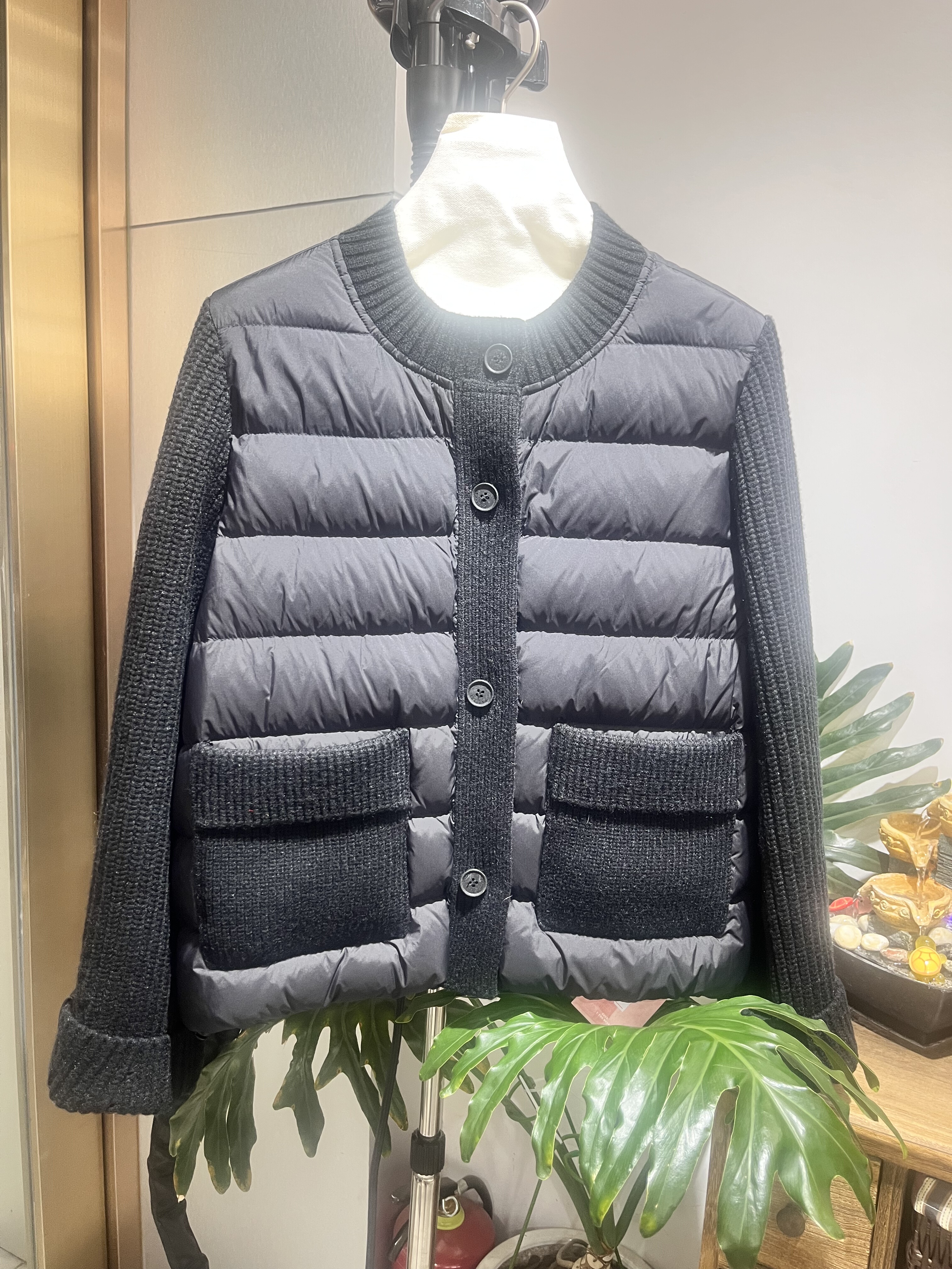 2025秋冬新款圆领针织羊毛拼接鹅绒服女老钱风拼口袋外套短款,女装/女士精品,羽绒服,淘宝优惠券,粉丝福利购,淘宝优惠卷