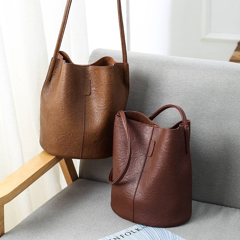 水桶包单肩斜跨手拎百搭复古小众