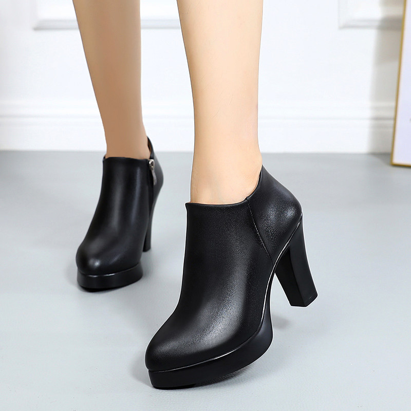 深口尖头单鞋女旗袍走秀鞋粗跟防水台高跟鞋加绒裸靴41-43码女鞋,女鞋,深口单鞋,淘宝优惠券,粉丝福利购,淘宝优惠卷