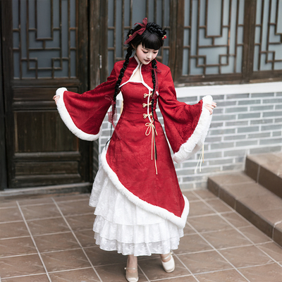 【清仓】秋冬款加绒改良旗袍披肩新中式国风中华风lolita