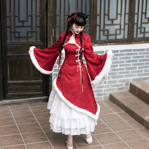 【清仓不退换】秋冬款加绒改良旗袍披肩新中式国风中华风lolita