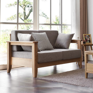 治木工坊橡木沙发j家用全实木两人位简约现代三人位布艺北欧家俱