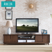 治木工坊日式全实木电视柜2米橡木电视柜客厅组合地柜橱影视柜q