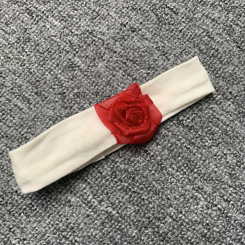 0-1个月 法单纯原新生儿女宝宝玫瑰花弹力头箍头饰 帽围30CM