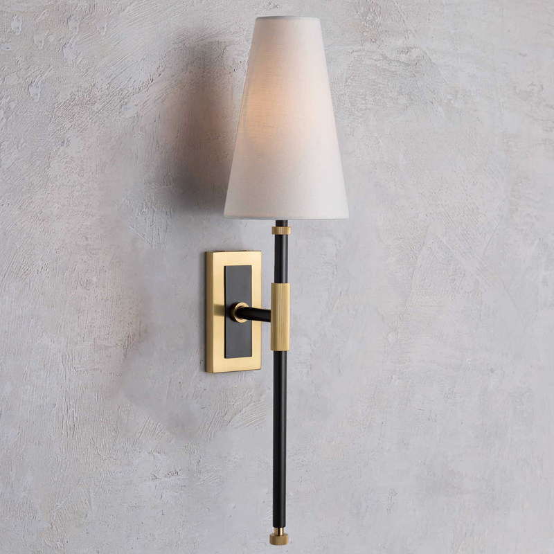 全铜美式壁灯卧室书房布艺灯罩单头墙壁灯现代简约大气轻奢走廊灯